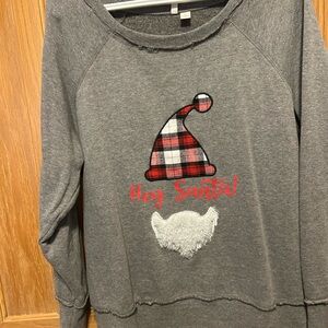 Cato Gray Sweatshirt with Red Plaid Santa Hat Design